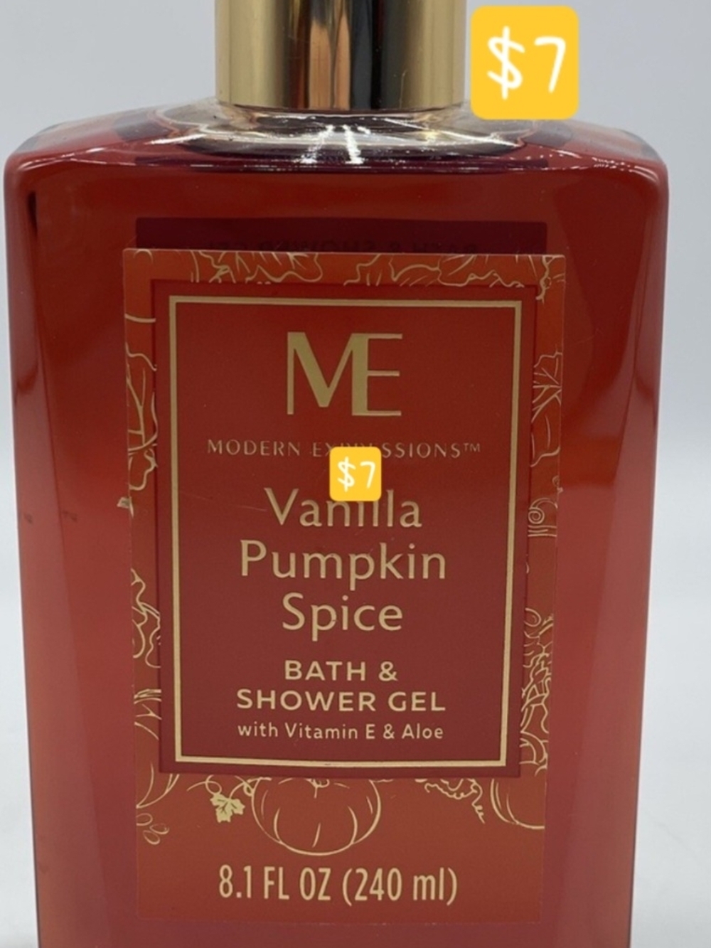 New - Expressions Vanilla Pumpkin Spice Bath & Shower Gel - Red